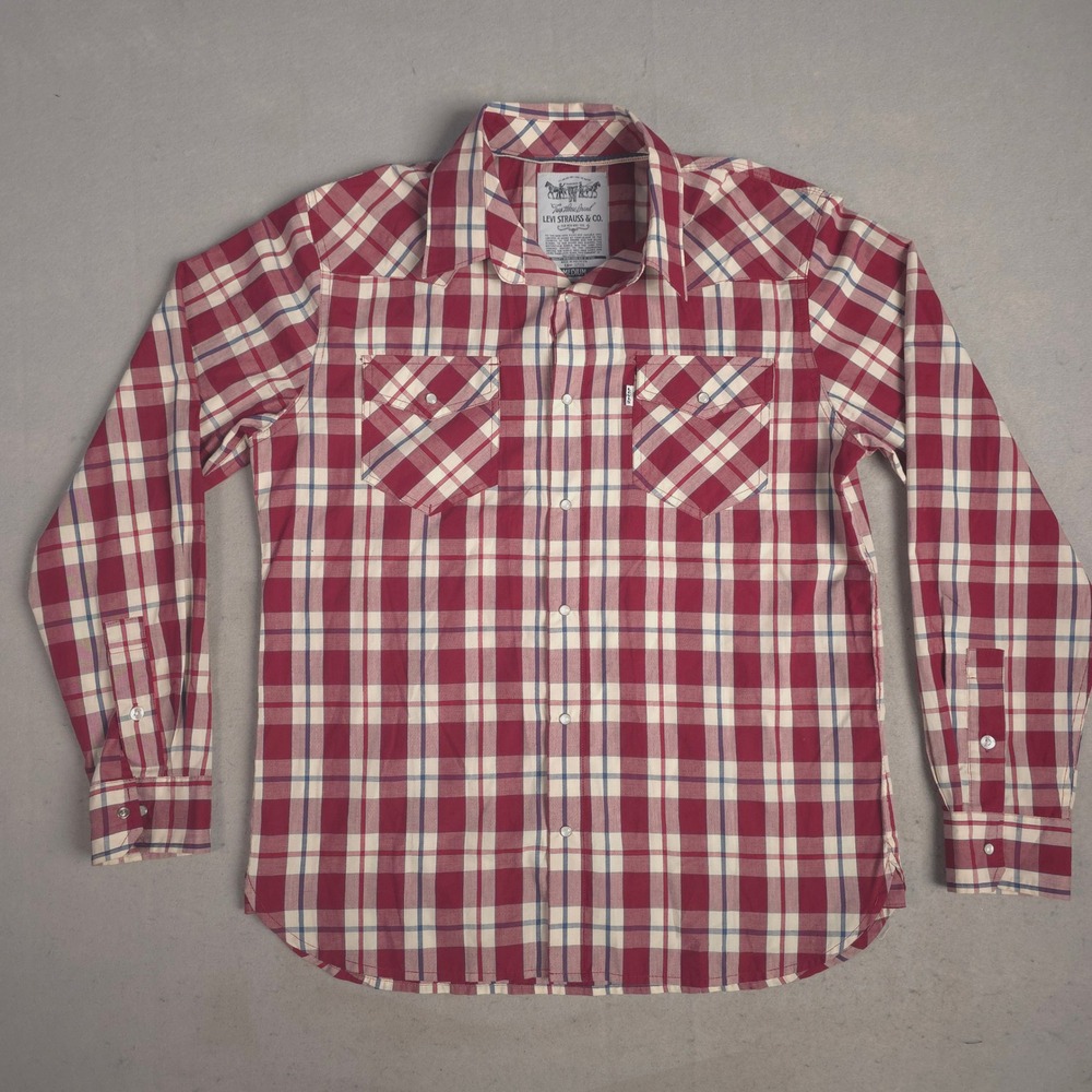 Levi's Western Shirt Plaid Two Horse Brand Long Sleeve Button Up Medium‎